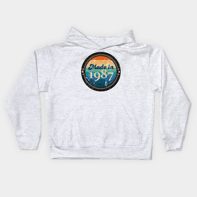 Retro Vintage Made In 1987 Kids Hoodie by Jennifer